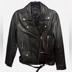 Nasty Gal genuine leather oversized moto jacket